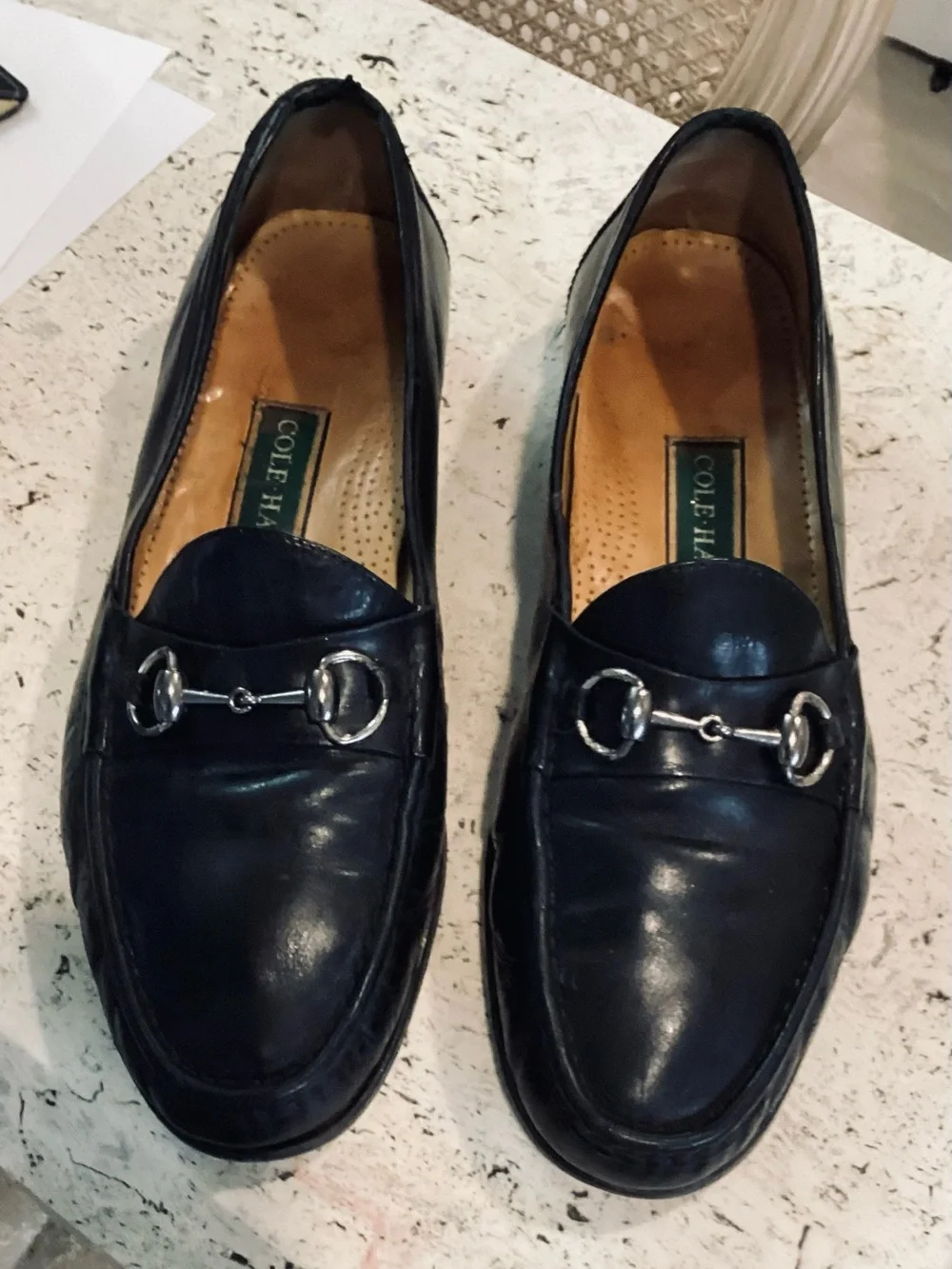 Cole Haan Black Leather Horsebit Loafers